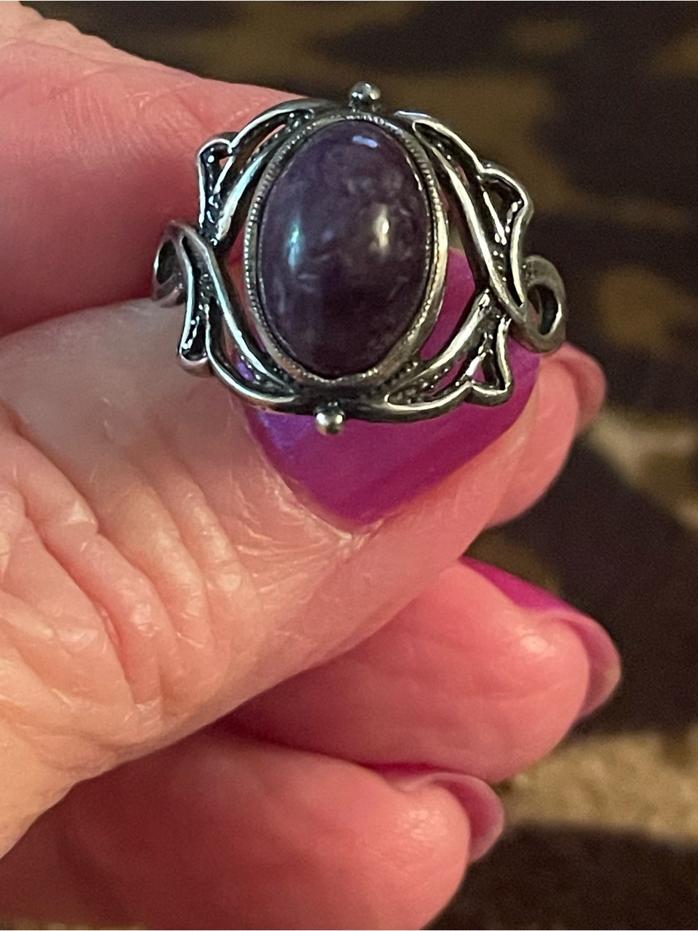 Sterling silver Ring with Purple amethyst handmade Sterling 925 Sz 8.5